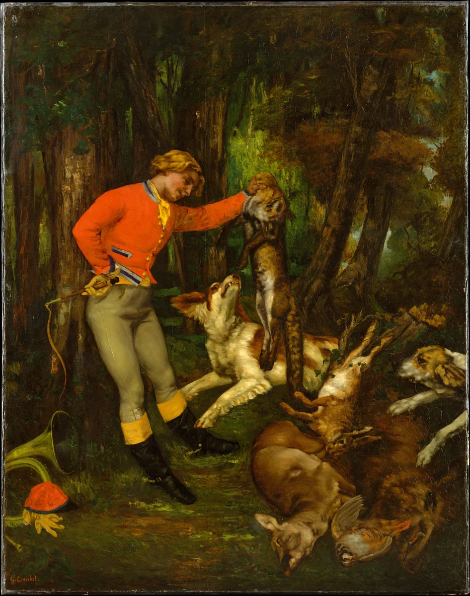 After the Hunt by Gustave Courbet, painting, 1854-1864