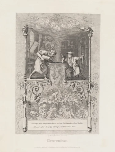 Neureuther (Self-Portrait in the Etching Studio) by Eugen Napoleon Neureuther, print, 1839