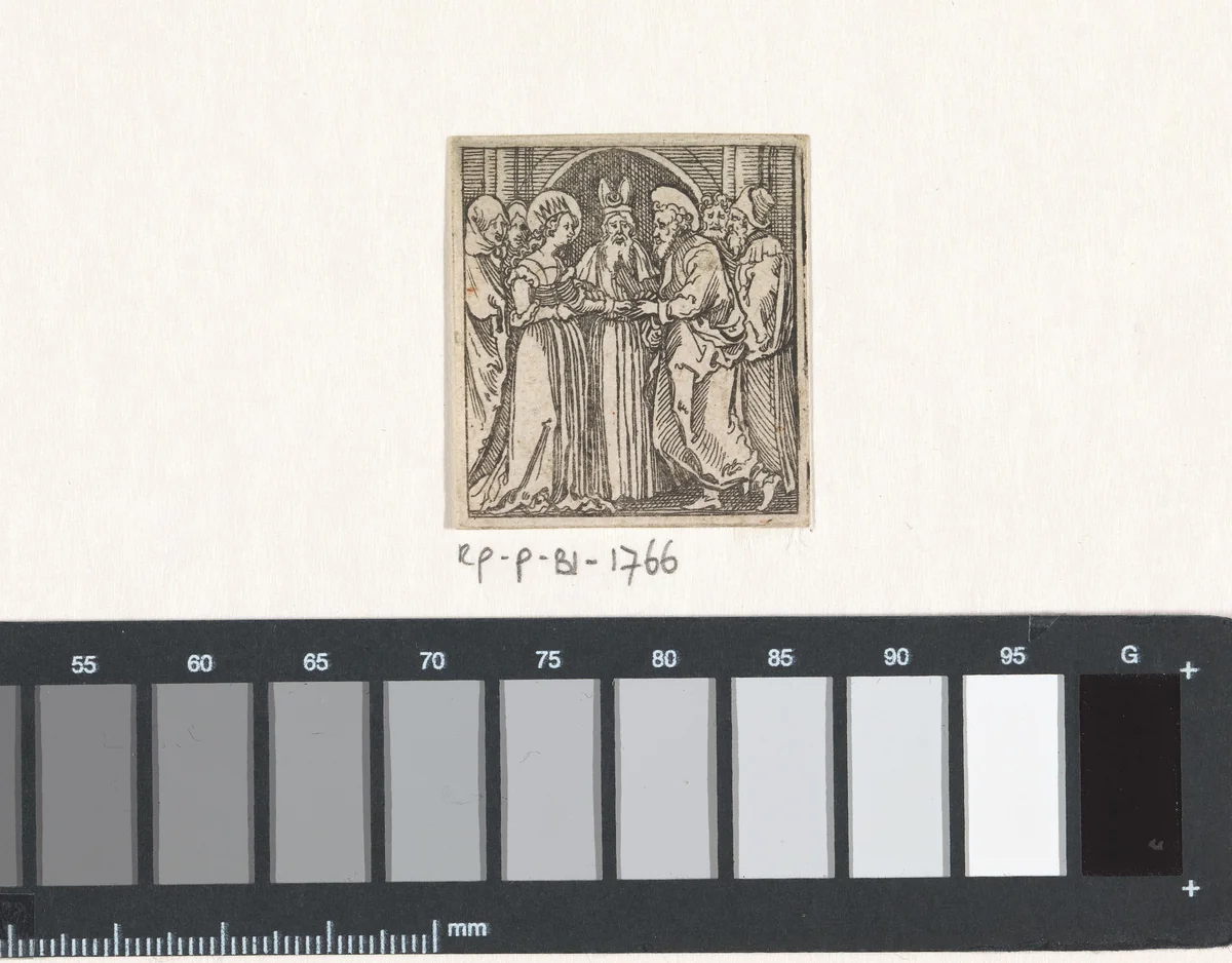 Huwelijk van Maria by Michiel le Blon, print, 1597-1656