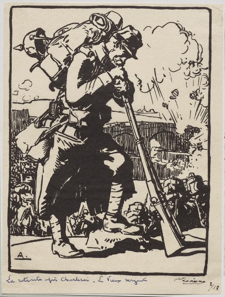 La Retraite après Charleroi... by Auguste Louis Lepère, drawing, 1914