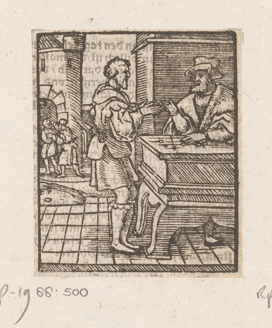 Parabel van de onrechtvaardige rentmeester by anonymous, print, 1536