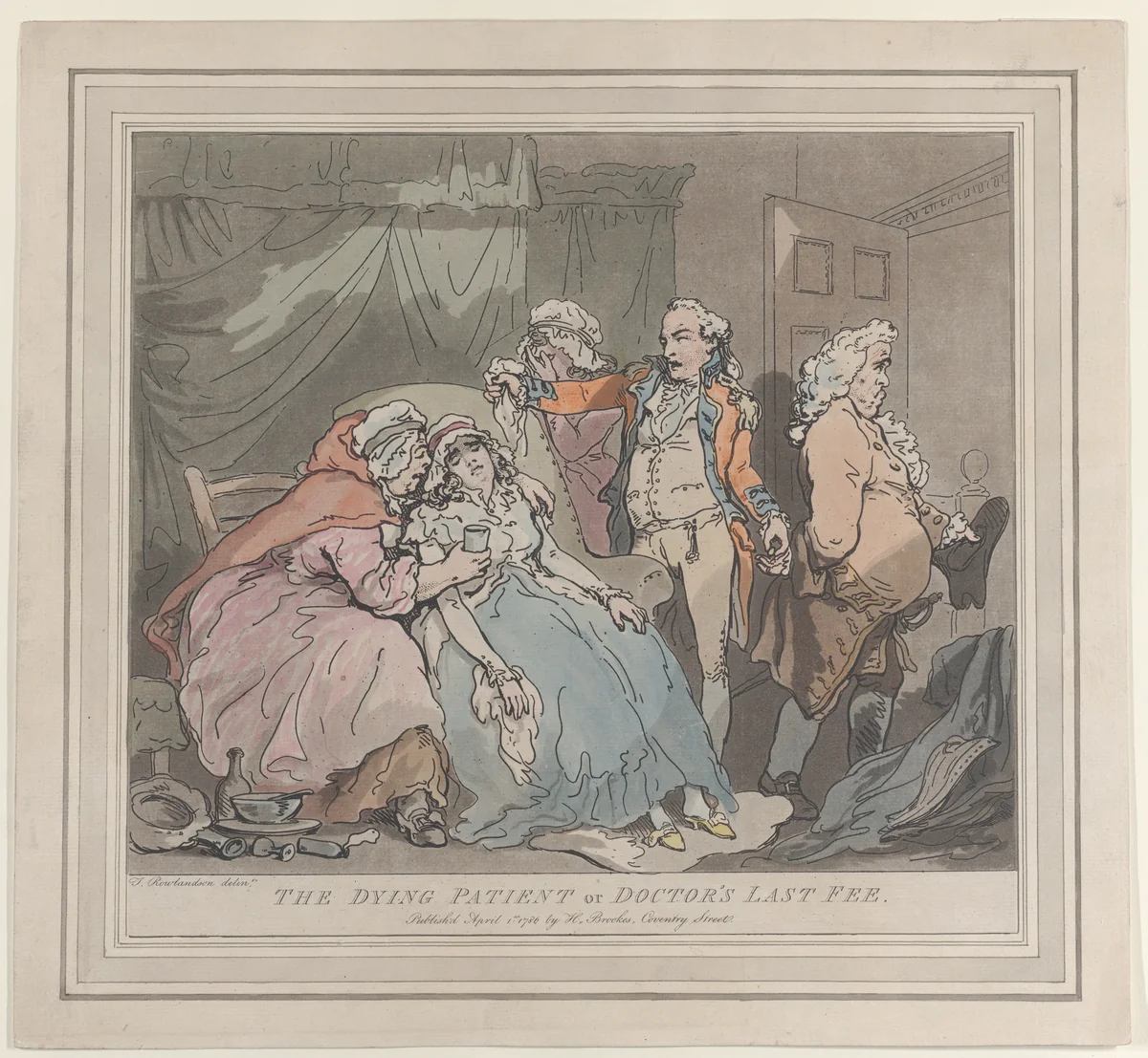 The Dying Patient, or Doctor's Last Fee by Thomas Rowlandson, print, 1786