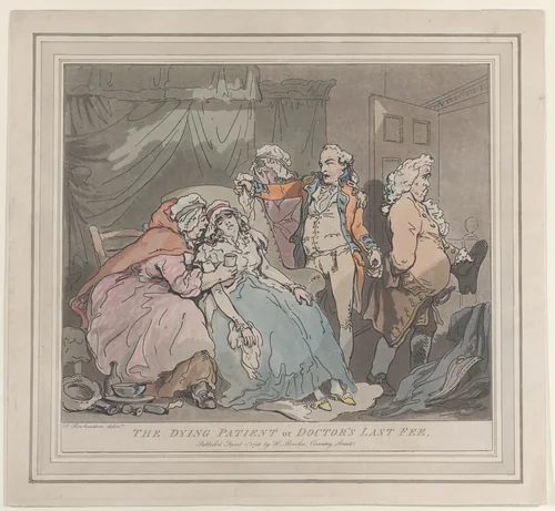 The Dying Patient, or Doctor's Last Fee by Thomas Rowlandson, print, 1786