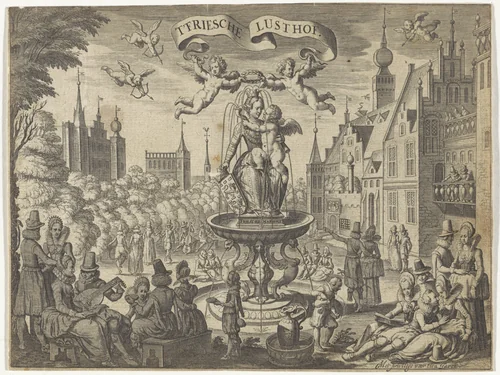 Fontein met Friese Maagd by Pieter Serwouters, print, 1621