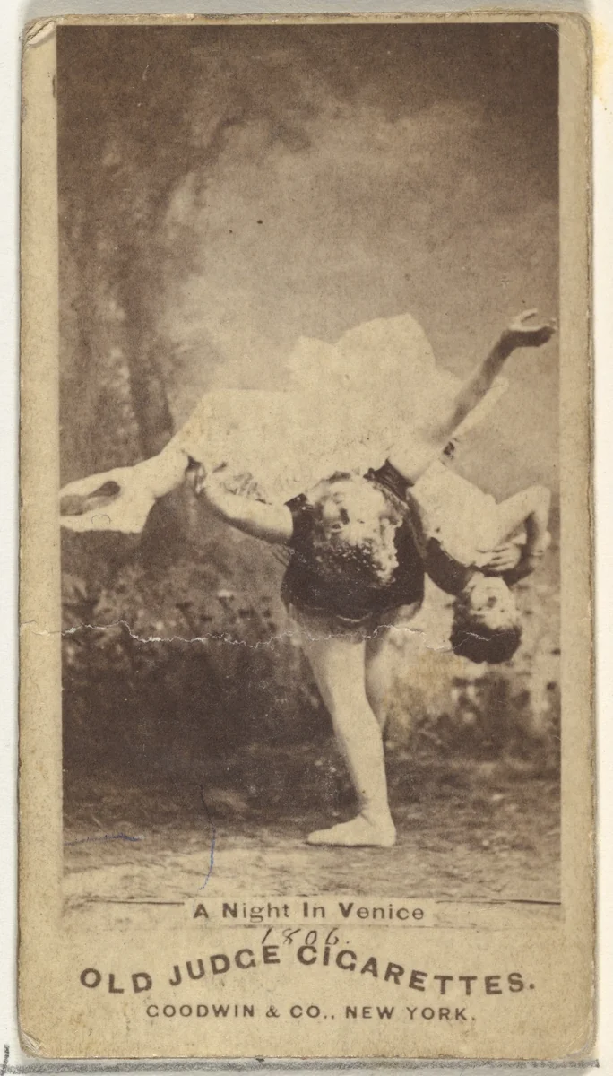 A Night in Venice, from the Actors and Actresses series (N171) for Old Judge Cigarettes by Goodwin & Company, photograph, 1886-1890