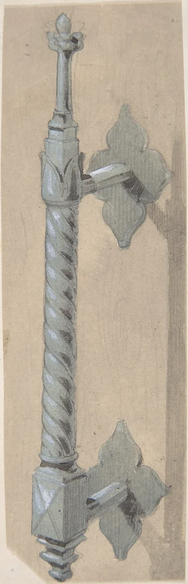 Metal Doorpull for Church by anonymous, drawing, 1850-1900
