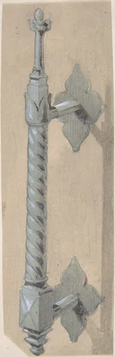 Metal Doorpull for Church by anonymous, drawing, 1850-1900