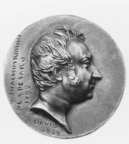 Gioachino Rossini (1792–1868), Italian composer by Pierre-Jean David d'Angers, metalwork, 1829