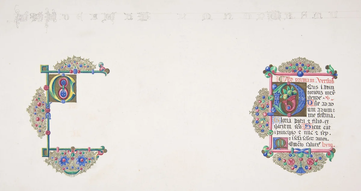 Illuminated Initial "O" by Freeman Gage Delamotte, drawing, 1830-1862