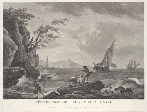 Coastal View of a Port City in the Levant by Joseph Vernet, print, 1765-1775