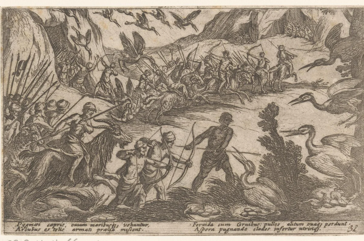 Jagers vangen kraanvogels by Antonio Tempesta, print, 1605