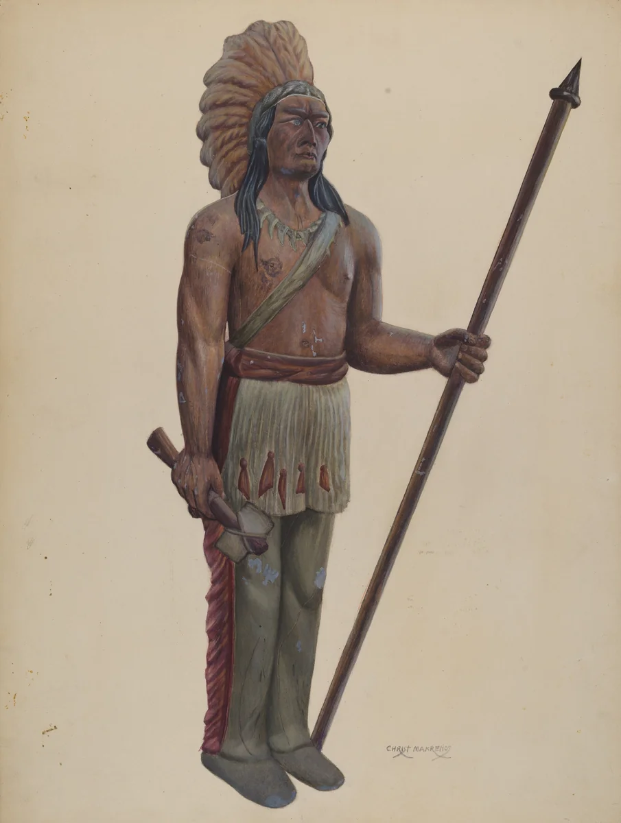 Cigar Store Indian by Chris Makrenos, index of american design, 1937