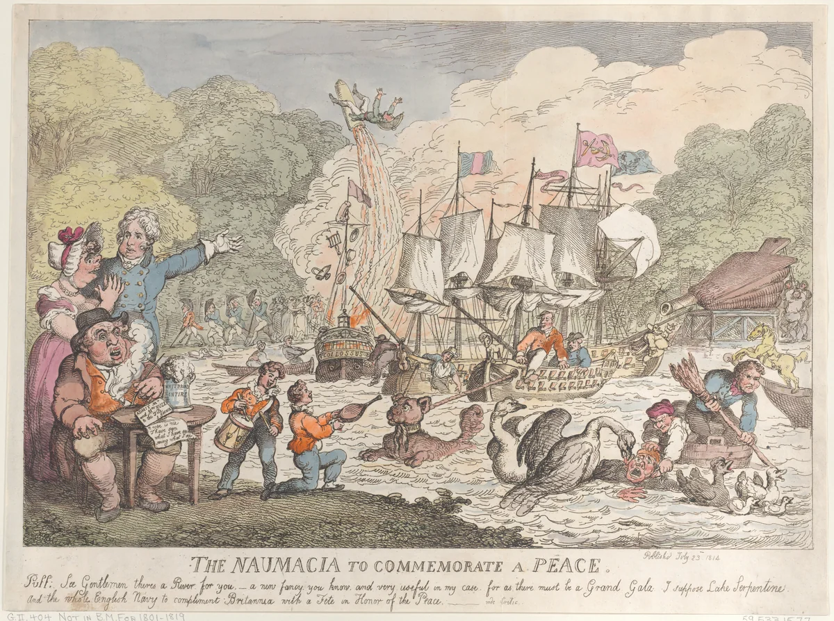 The Naumacia to Commemorate a Peace by Thomas Rowlandson, print, 1814