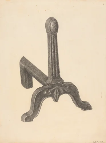 Andiron (one of pair) by Herman Bader, index of american design, 1938