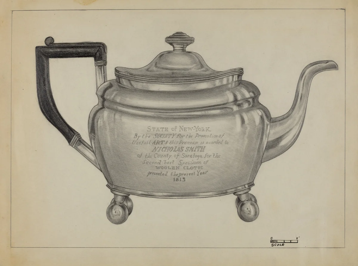 Silver Teapot by Michael Fenga, index of american design, 1935-1942