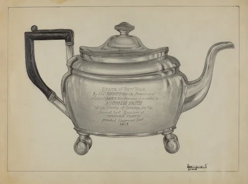 Silver Teapot by Michael Fenga, index of american design, 1935-1942