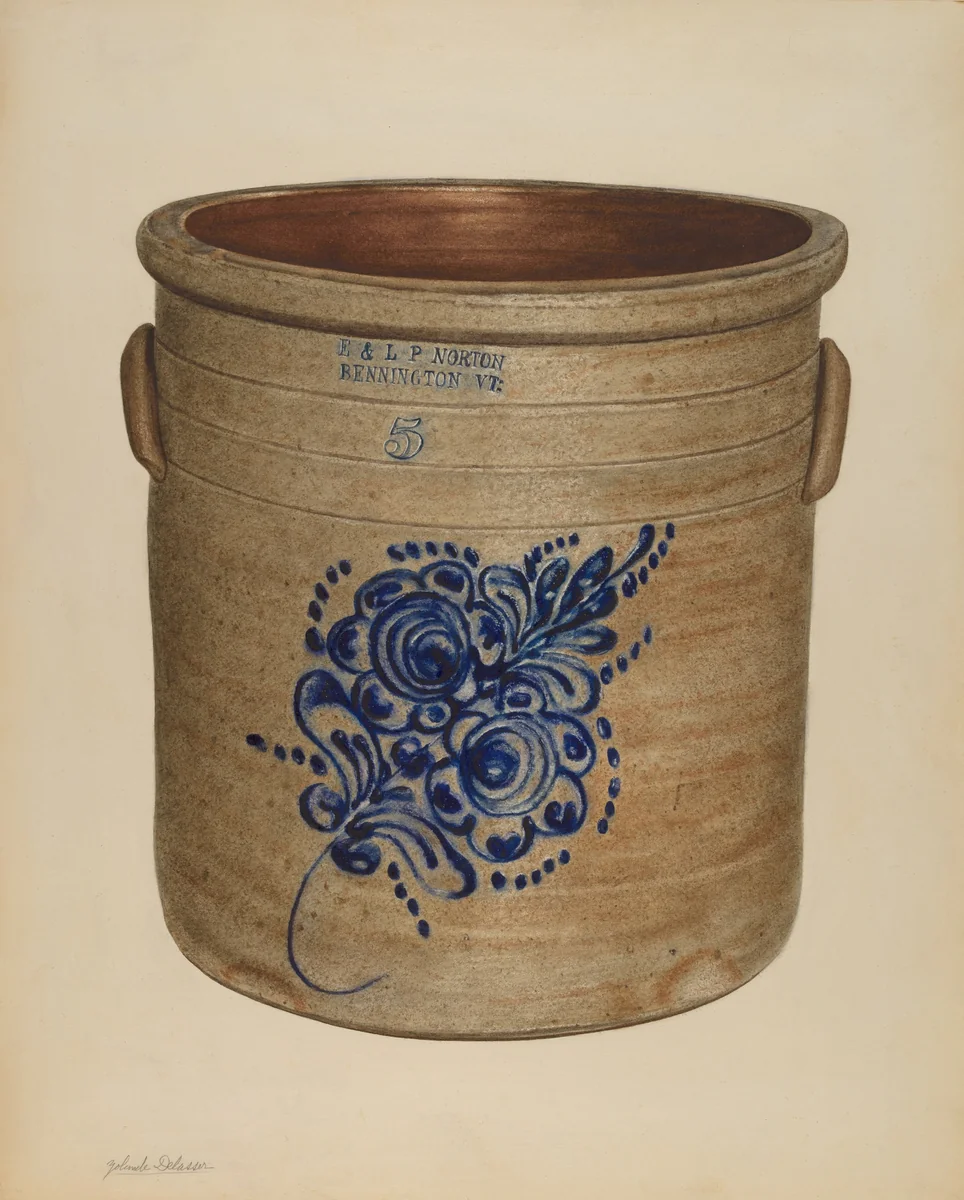 Crock by Yolande Delasser, index of american design, 1938