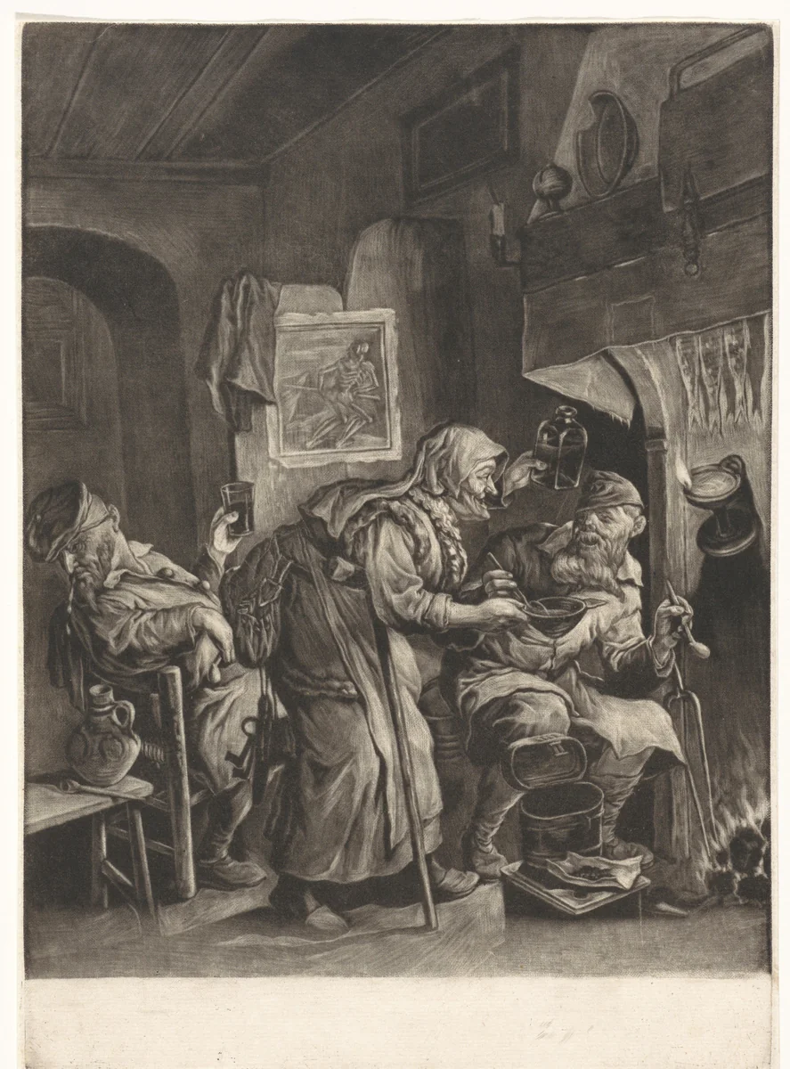 De ouderdom by Cornelis Dusart, print, 1680-1704