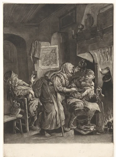 De ouderdom by Cornelis Dusart, print, 1680-1704