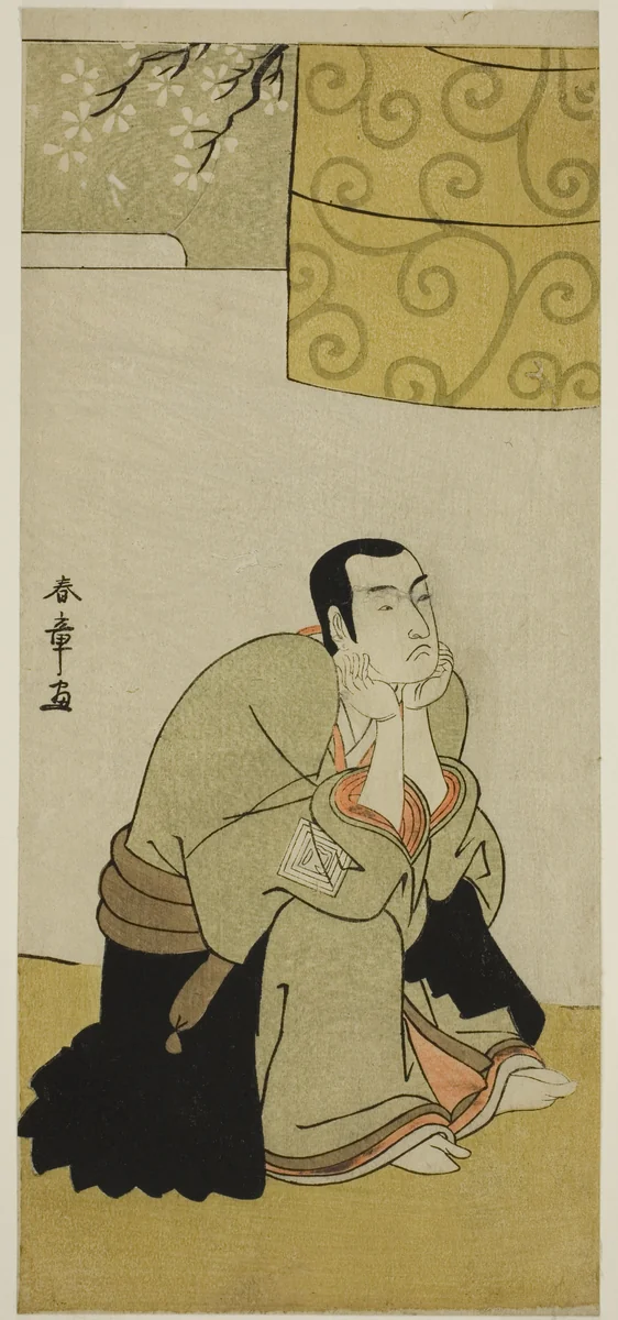 The Actor Ichikawa Monnosuke II as a Buddhist Monk in the Play Edo no Hana Mimasu Soga, Performed at the Nakamura Theater in the Fourth Month, 1783 by Katsukawa Shunsho (勝川 春章), print, 1778-1788