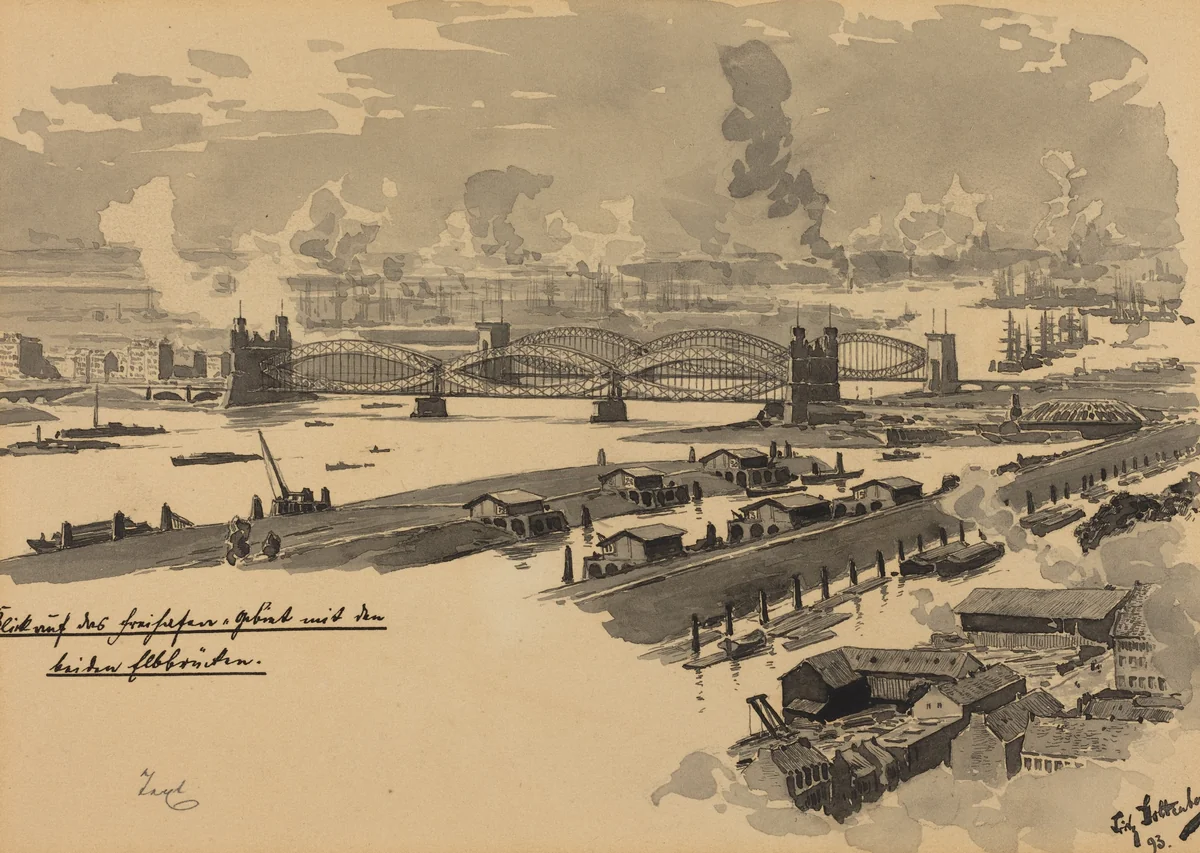 Freihafen mit den Elbbrucken by Fritz Stoltenberg, portfolio, 1893
