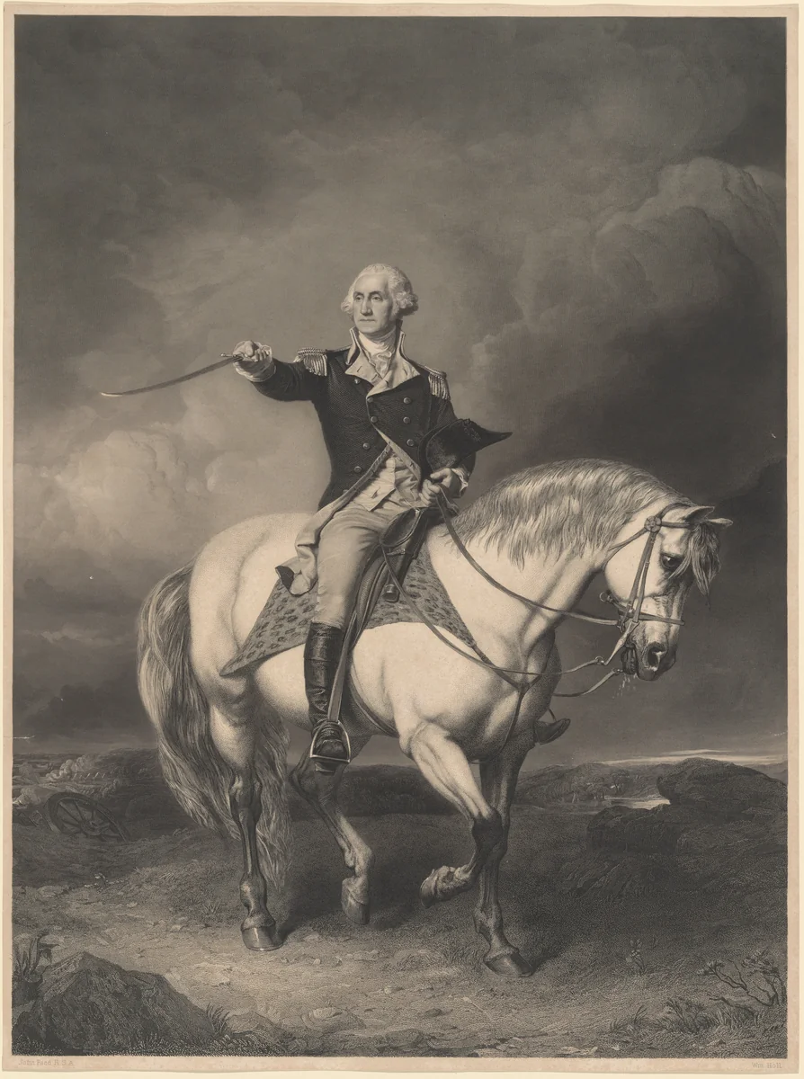 George Washington on Horseback by William Holl John Faed, print, 1807-1871