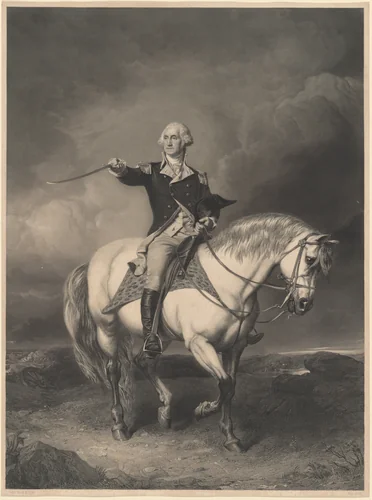 George Washington on Horseback by William Holl John Faed, print, 1807-1871