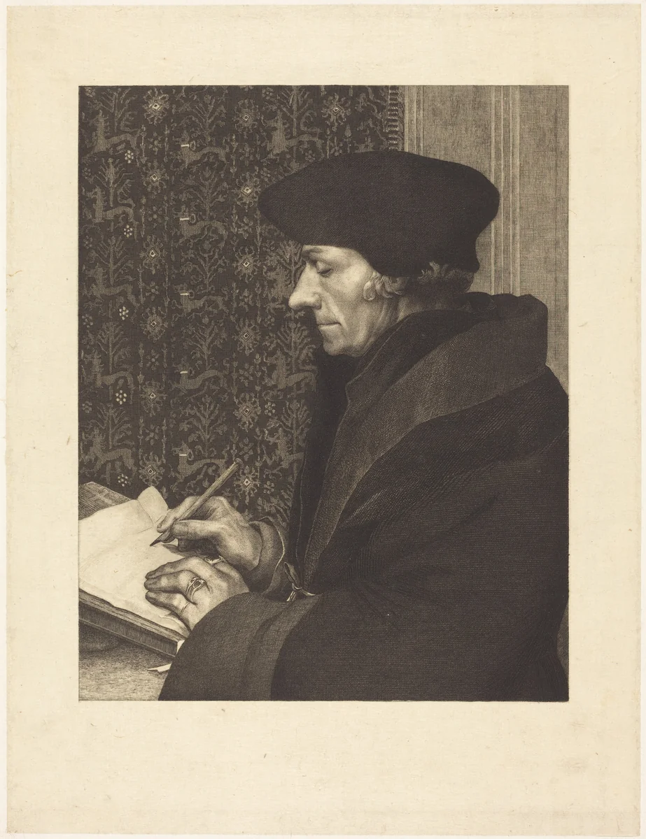 Erasmus by Félix Bracquemond; Hans Holbein the Younger, print, 1863