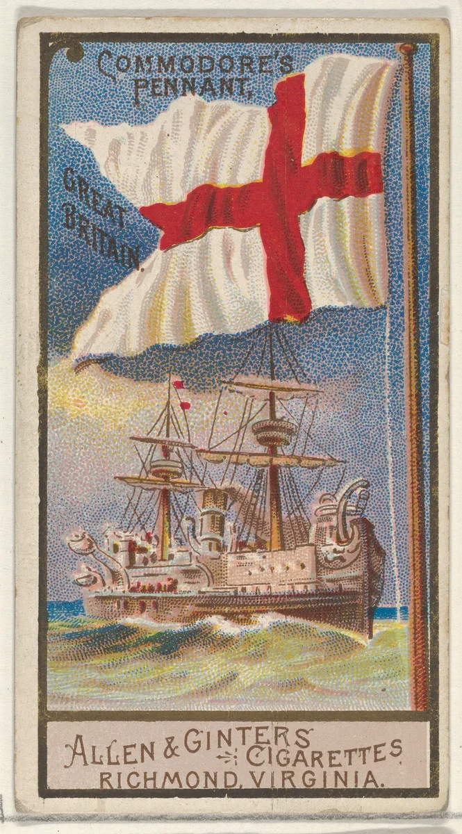 Commodore's Pennant, Great Britain, from the Naval Flags series (N17) for Allen & Ginter Cigarettes Brands by Allen & Ginter, print, 1886-1891