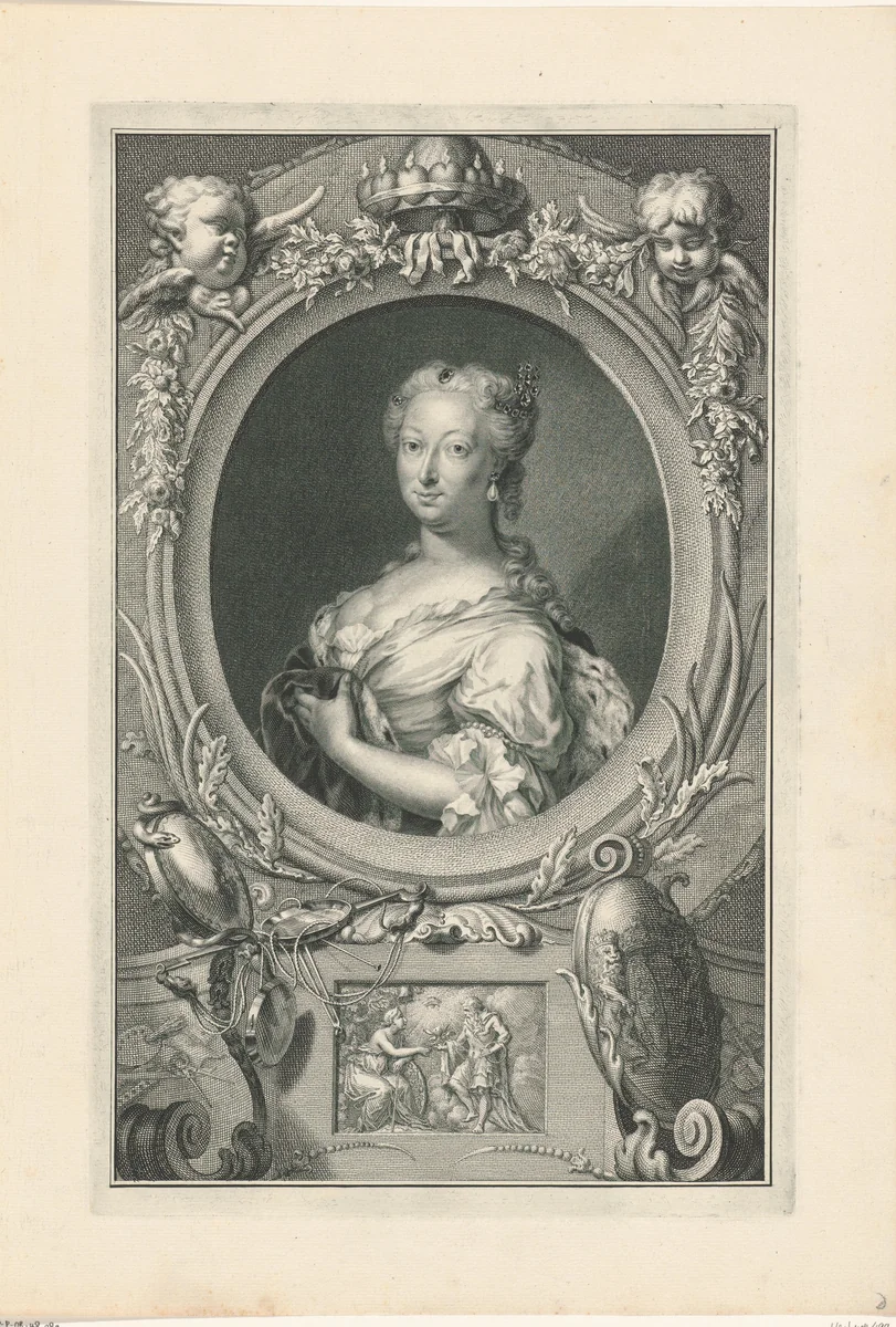 Portret van Anna van Hannover, prinses van Oranje-Nassau by Jacob Houbraken, print, 1750