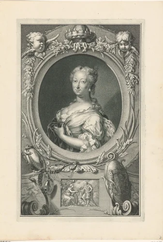 Portret van Anna van Hannover, prinses van Oranje-Nassau by Jacob Houbraken, print, 1750