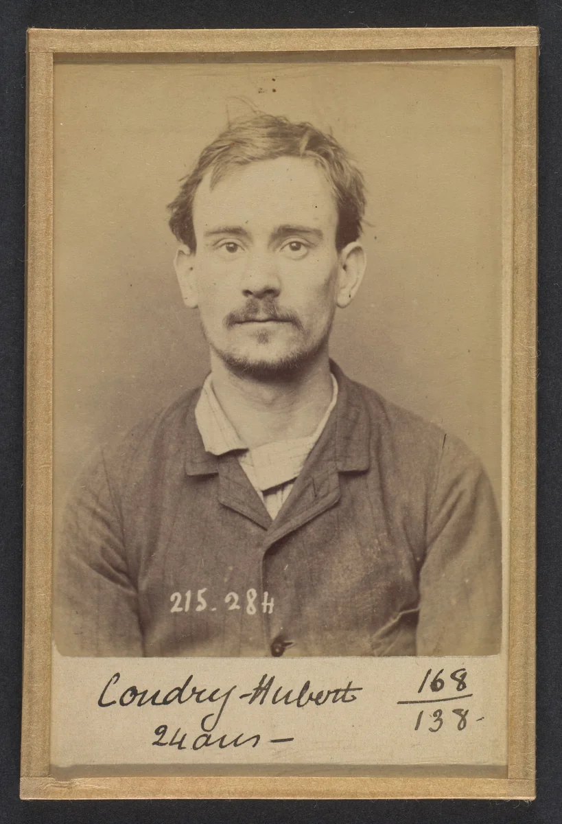 Coudry. Hubert, Louis. 24 ans, né à Paris XVe. Corroyeur. Anarchiste. 7/3/94. by Alphonse Bertillon, photograph, 1894
