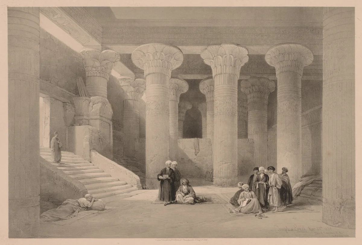 Egypt and Nubia: Volume I - No. 24, Temple at Esneh by Louis Haghe, print, 1838