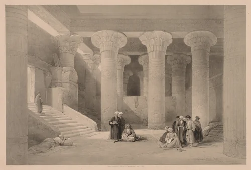 Egypt and Nubia: Volume I - No. 24, Temple at Esneh by Louis Haghe, print, 1838