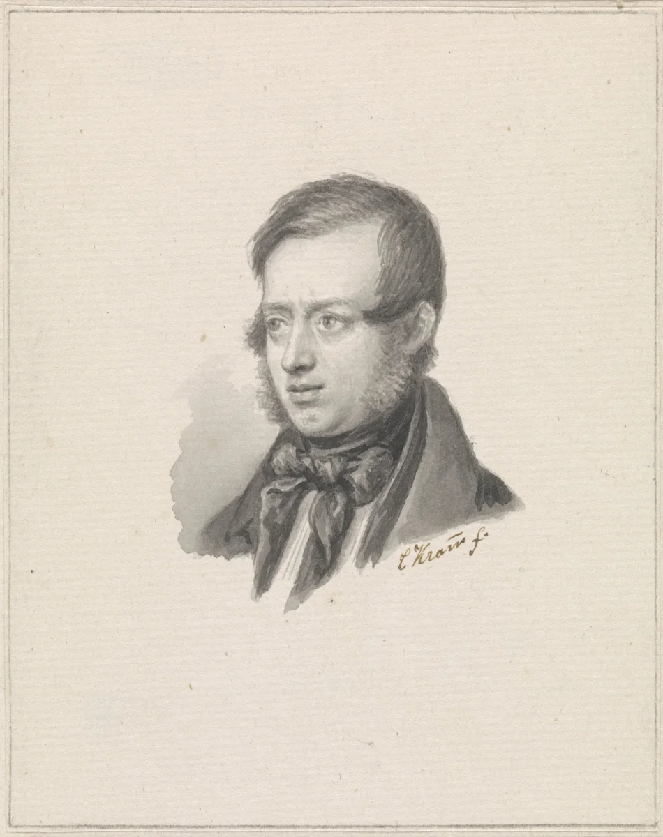 Portret van Johannes Warnardus Bilders by Christiaan Kramm, drawing, 1841