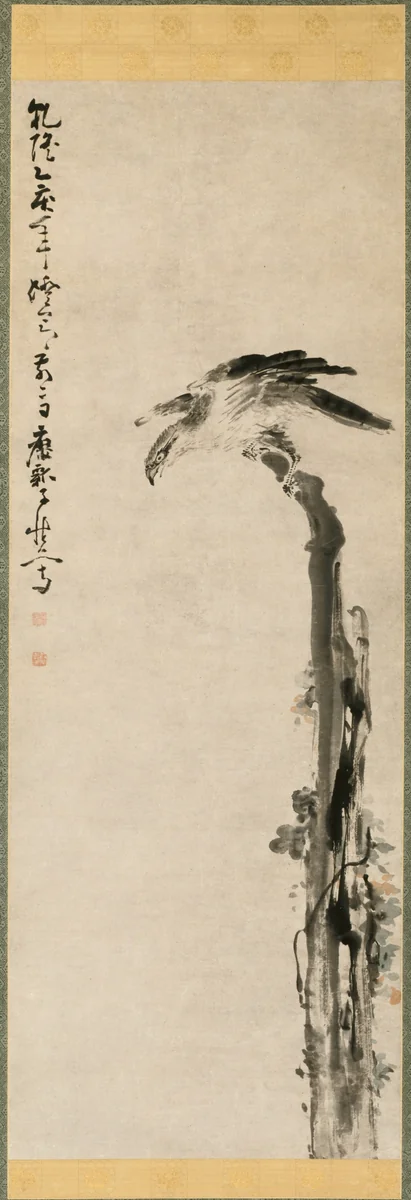 Eagle on a Tree Trunk by Huang Shen, painting, 1755