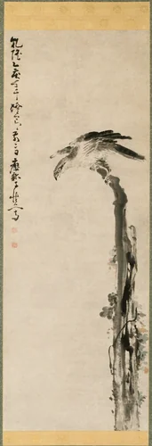 Eagle on a Tree Trunk by Huang Shen, painting, 1755