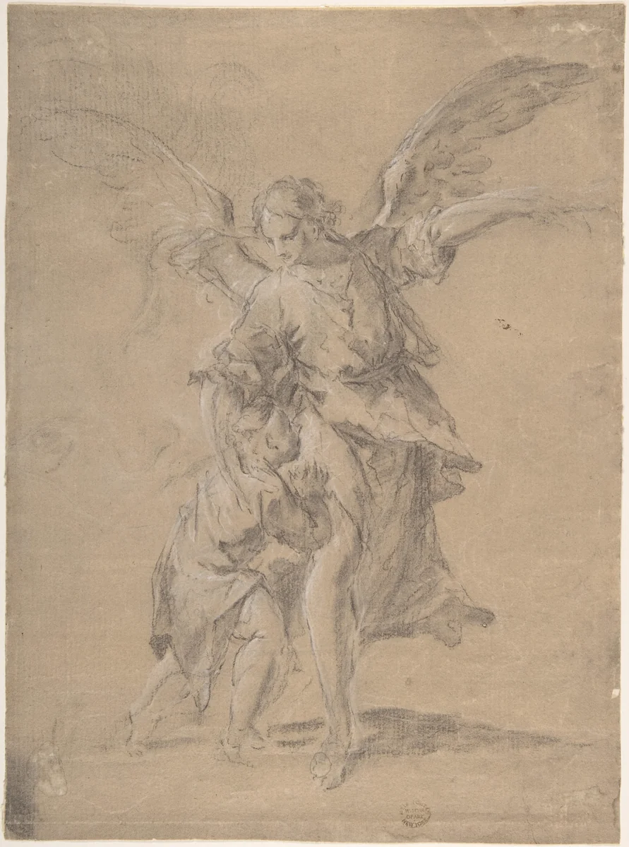 Tobias and the Angel by anonymous, drawing, 1600-1700