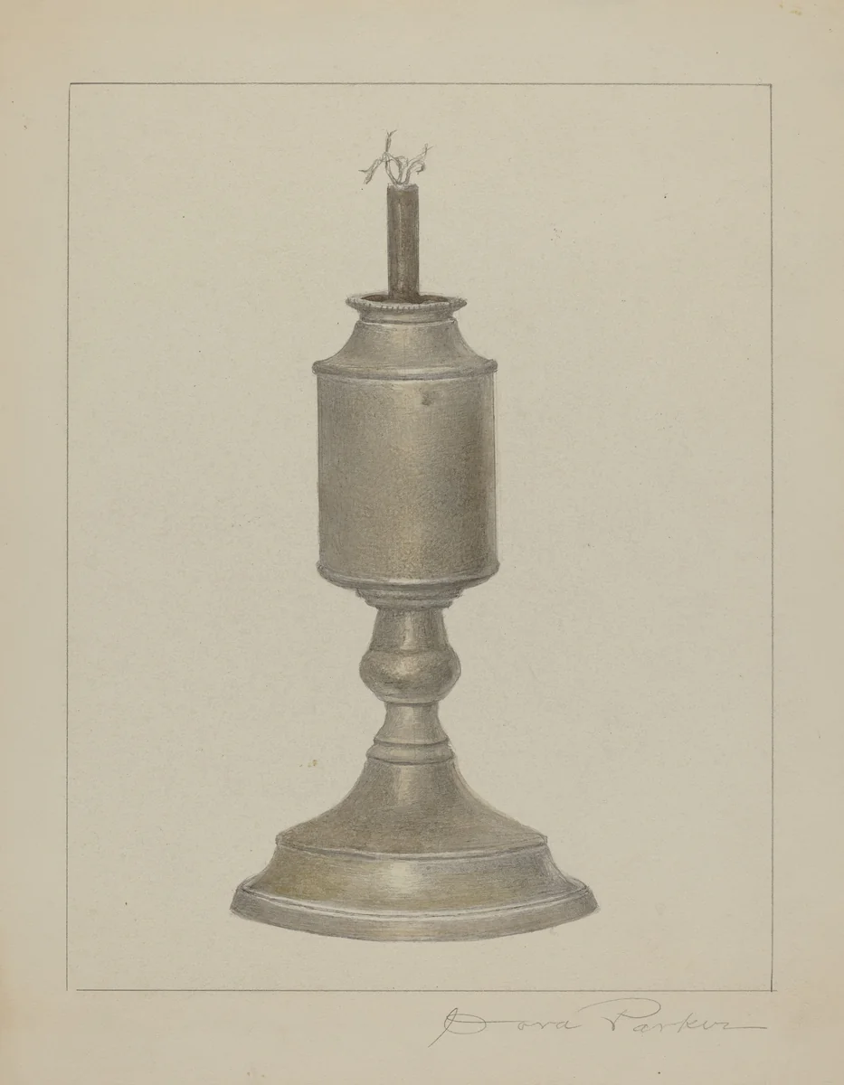 Whale Oil Lamp by Cora Parker, index of american design, 1938