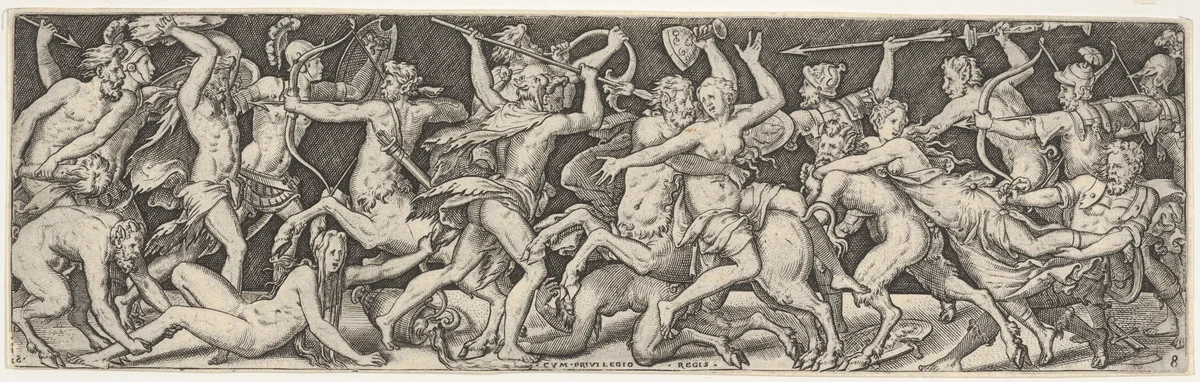 Plate VIII from "Battles and Victories" (Combats et Triomphes) by Etienne Delaune, print, 1540-1583