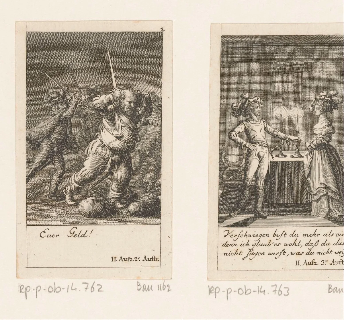 Henry en Poins overvallen Falstaff en zijn metgezellen by Daniel Nikolaus Chodowiecki, print, 1785
