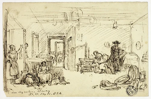 In Ayrshire Dairy by David Octavius Hill, drawing, 1822-1870