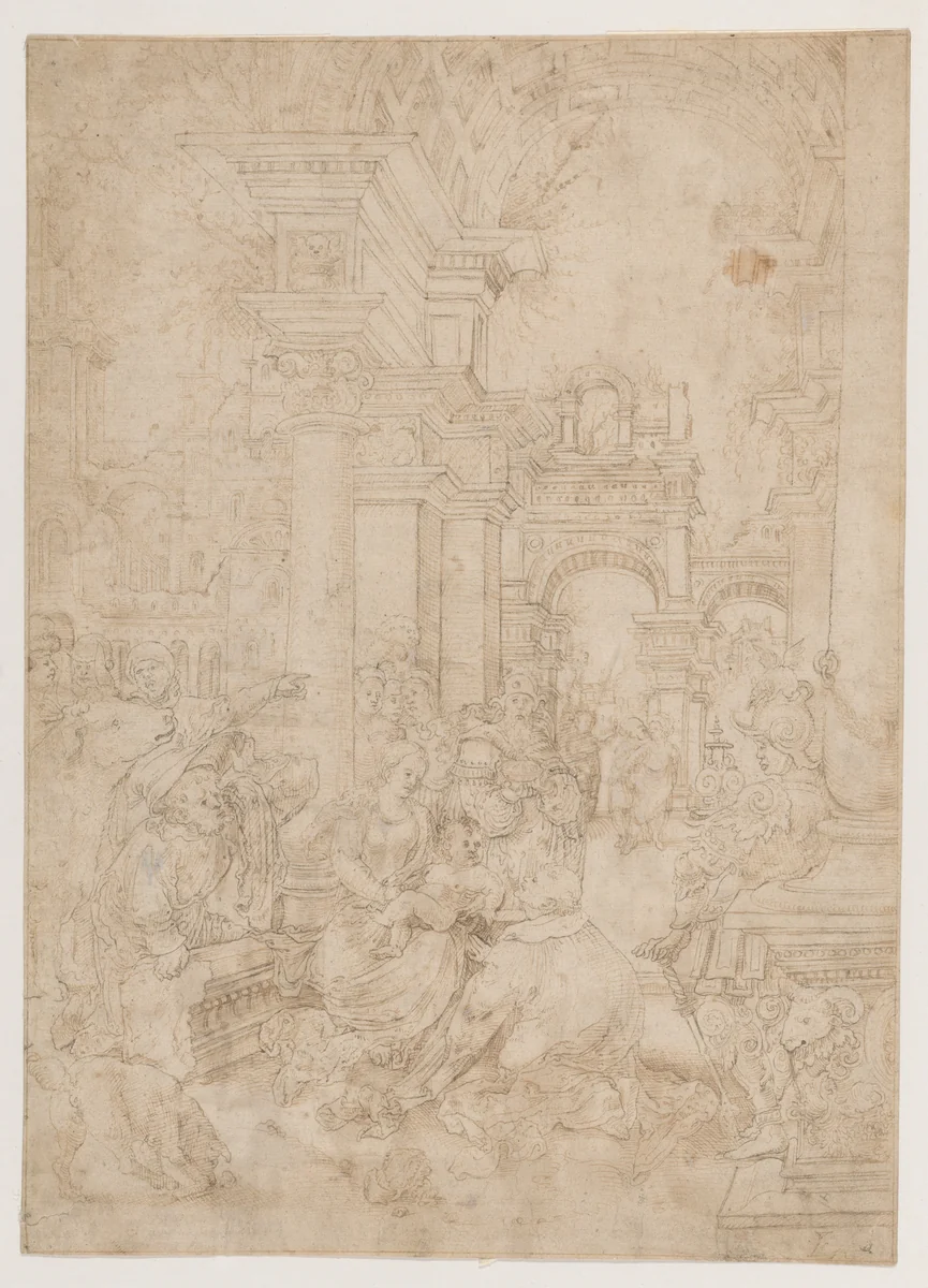 Adoration of the Magi by Flemish, drawing, 1500-1524