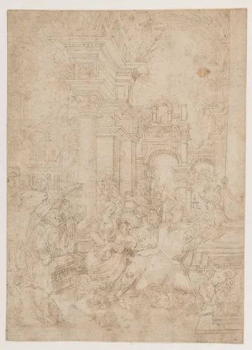 Adoration of the Magi by Flemish, drawing, 1500-1524