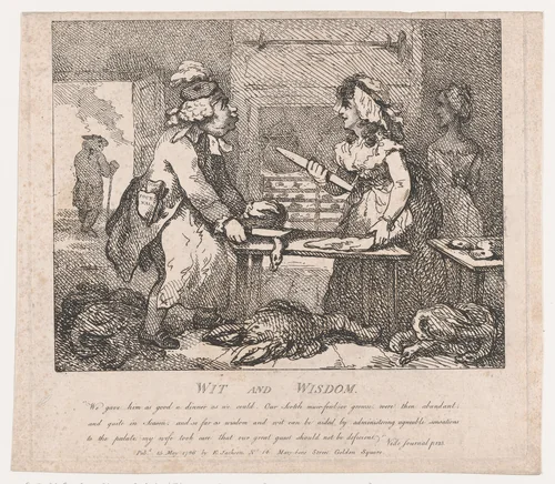 Wit and Wisdom (Picturesque Beauties of Boswell, Part the First) by Thomas Rowlandson, print, 1786