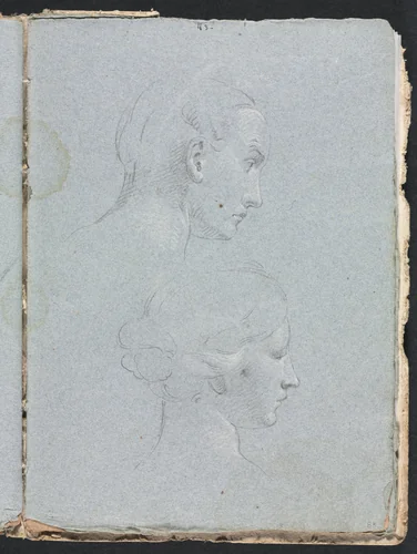 Verona Sketchbook: Two heads (page 85) by Francesco Lorenzi, book, 1760