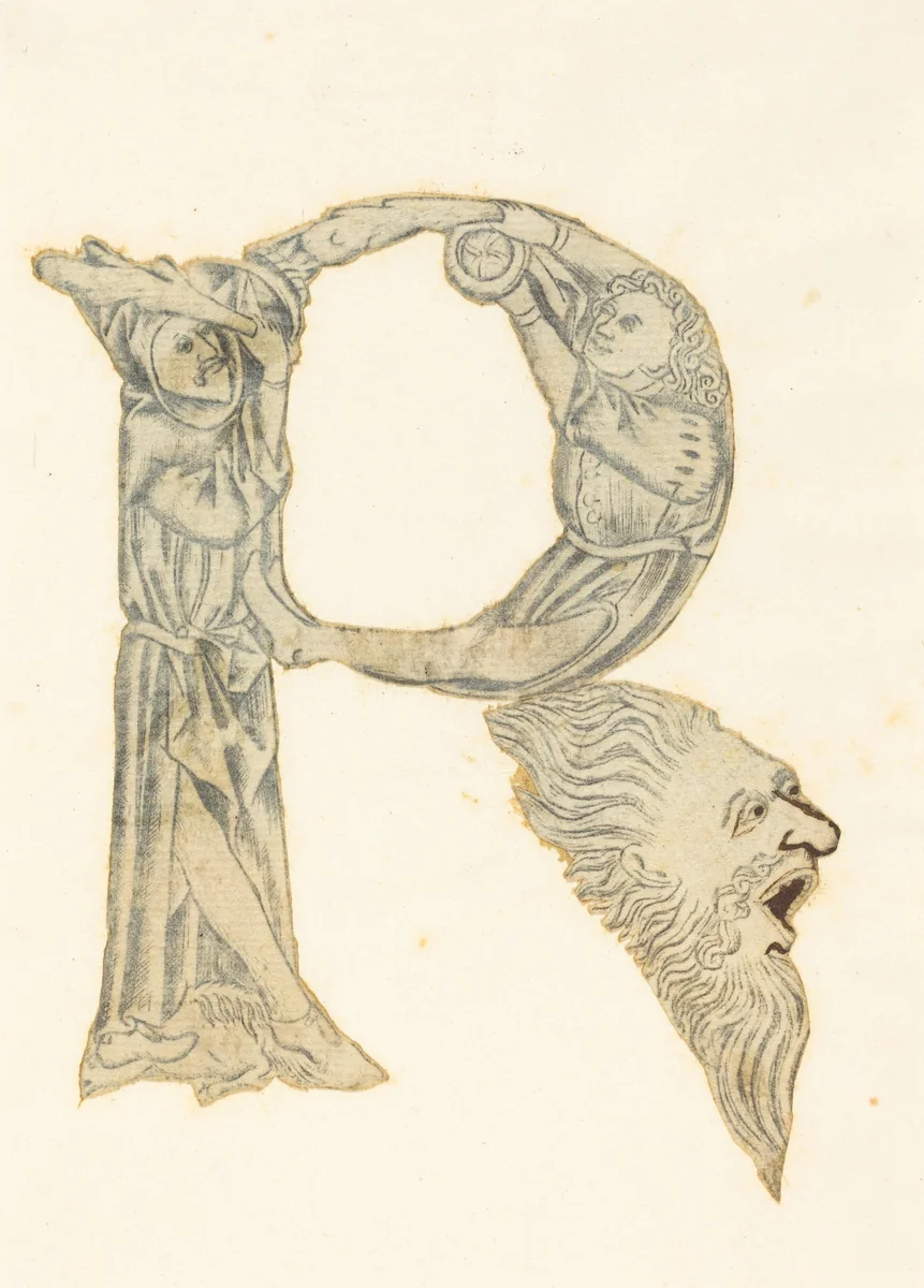 The Letter P (converted to an R) by Master with the Banderoles, print, 1465-1470