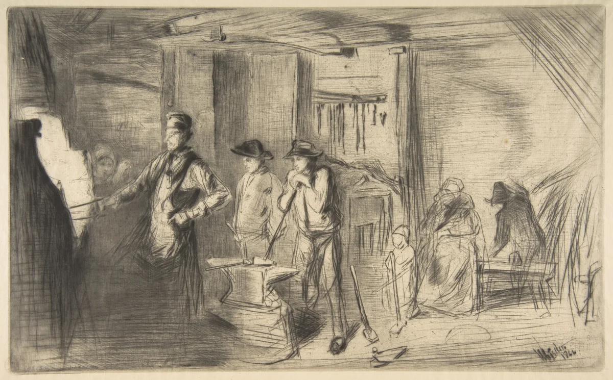 The Forge, from "A Series of Sixteen Etchings of Scenes on the Thames and Other Subjects" by James McNeill Whistler, print, 1866