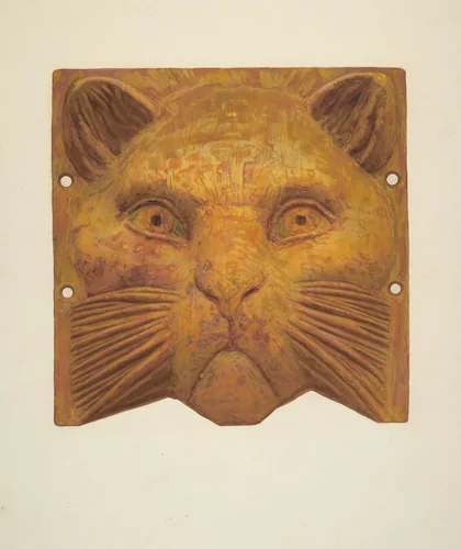 Cast Iron Cat's Head by Jane Iverson, index of american design, 1935-1942