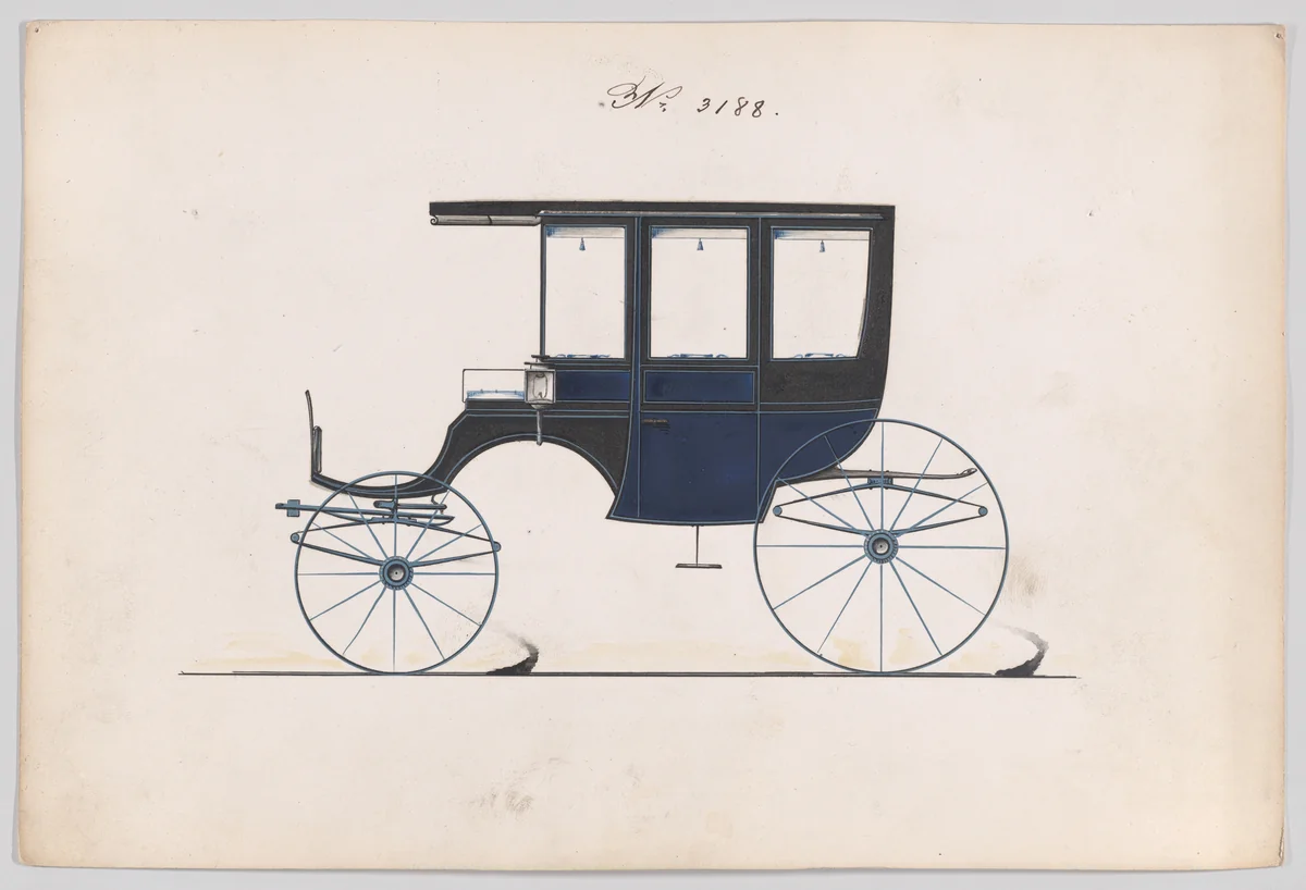 Design for 6 seat Rockaway, no. 3188 by Brewster & Co., drawing, 1876
